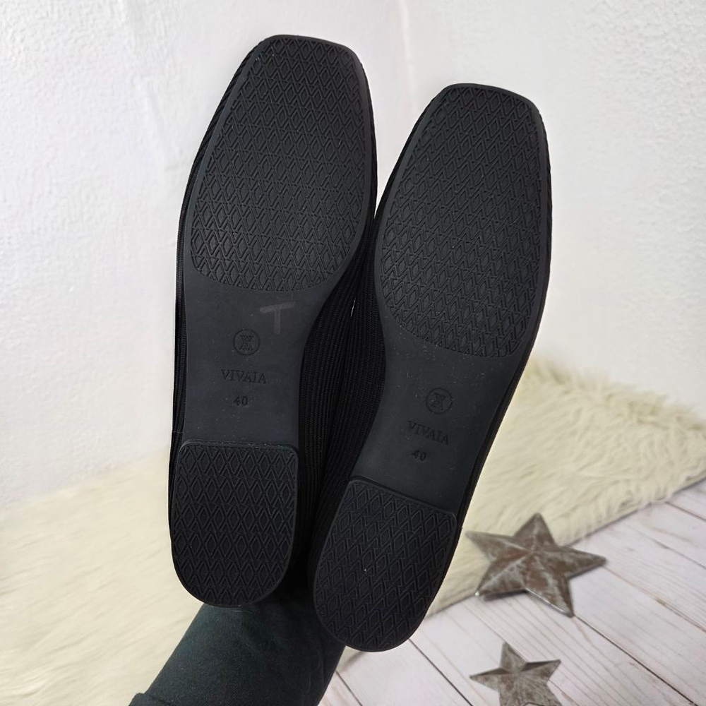 Vivaia Square-Toe V-Cut Ballet Flats Margot 2.0 black ribbed women's Size 40 EUC - Picture 5 of 5